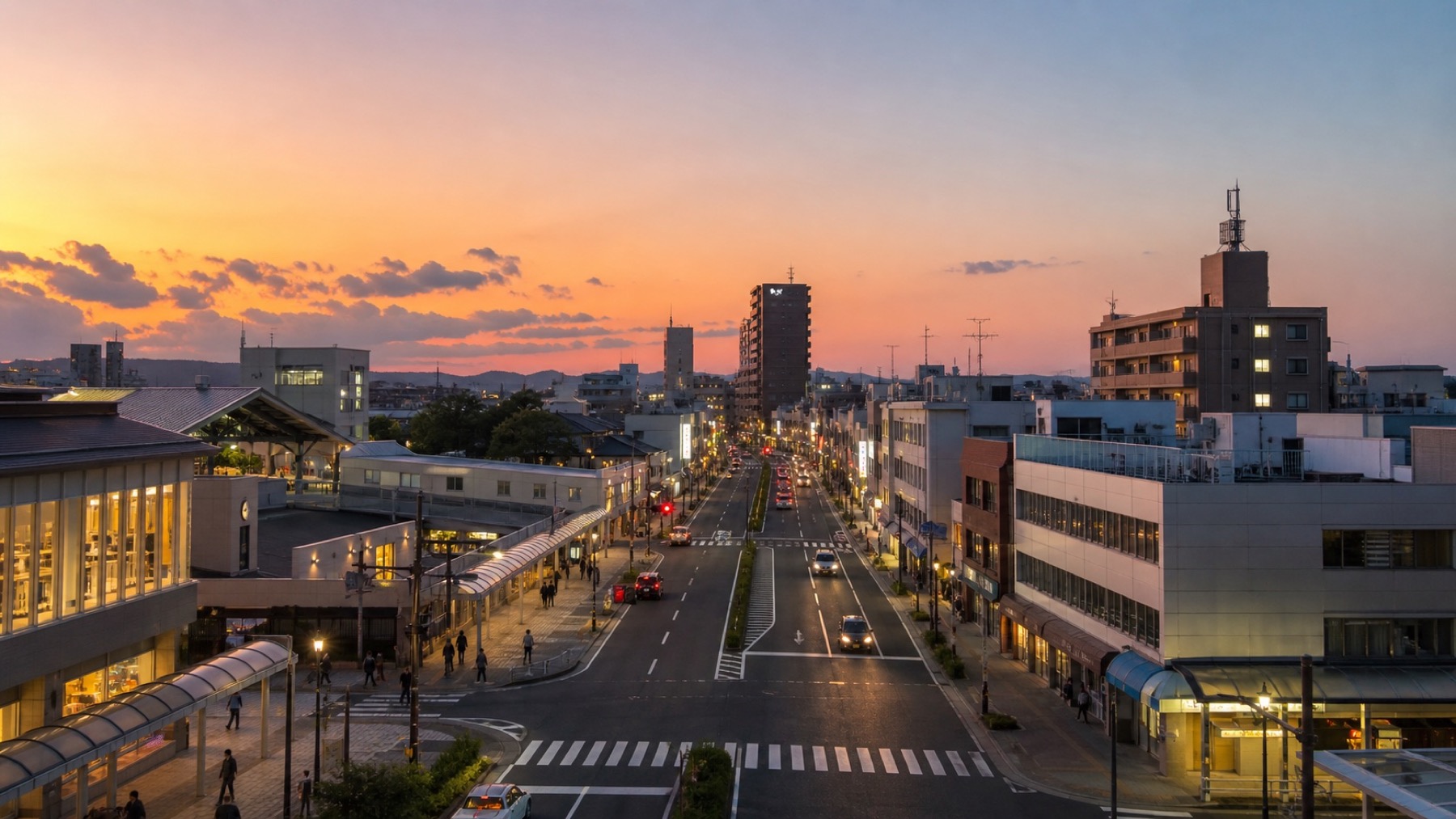 夕方の三河エリア市街地